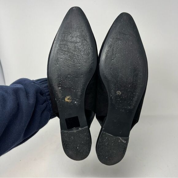 Everlane The V Slingback Black Suede Flats Sandals Sz 9.5 - Picture 7 of 8